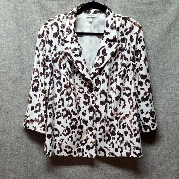 Dress Barn Jackets & Blazers - Dress Barn White & Brown Print Jacket Sz 22/24